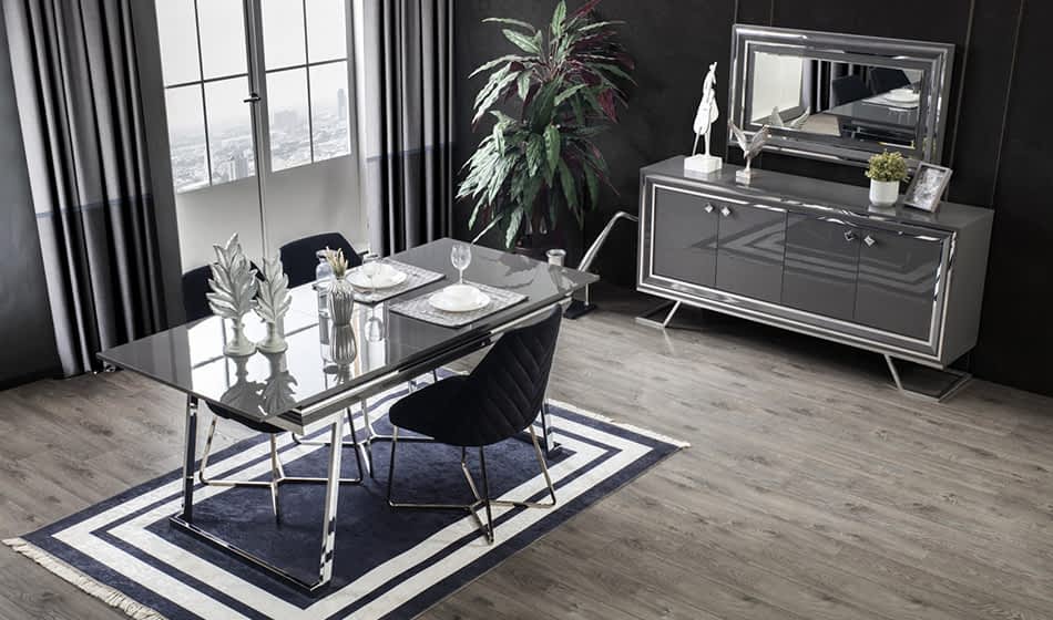 Asos Gri Masa + 6 Sandalye Asos Gri Masa + 6 Sandalye